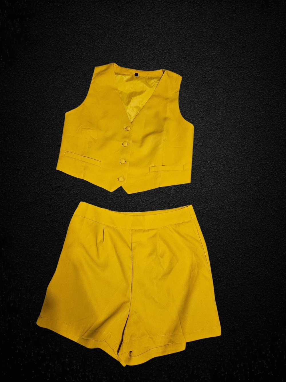 Yellow Women's Short Set - Vest & High-Waist Shorts
